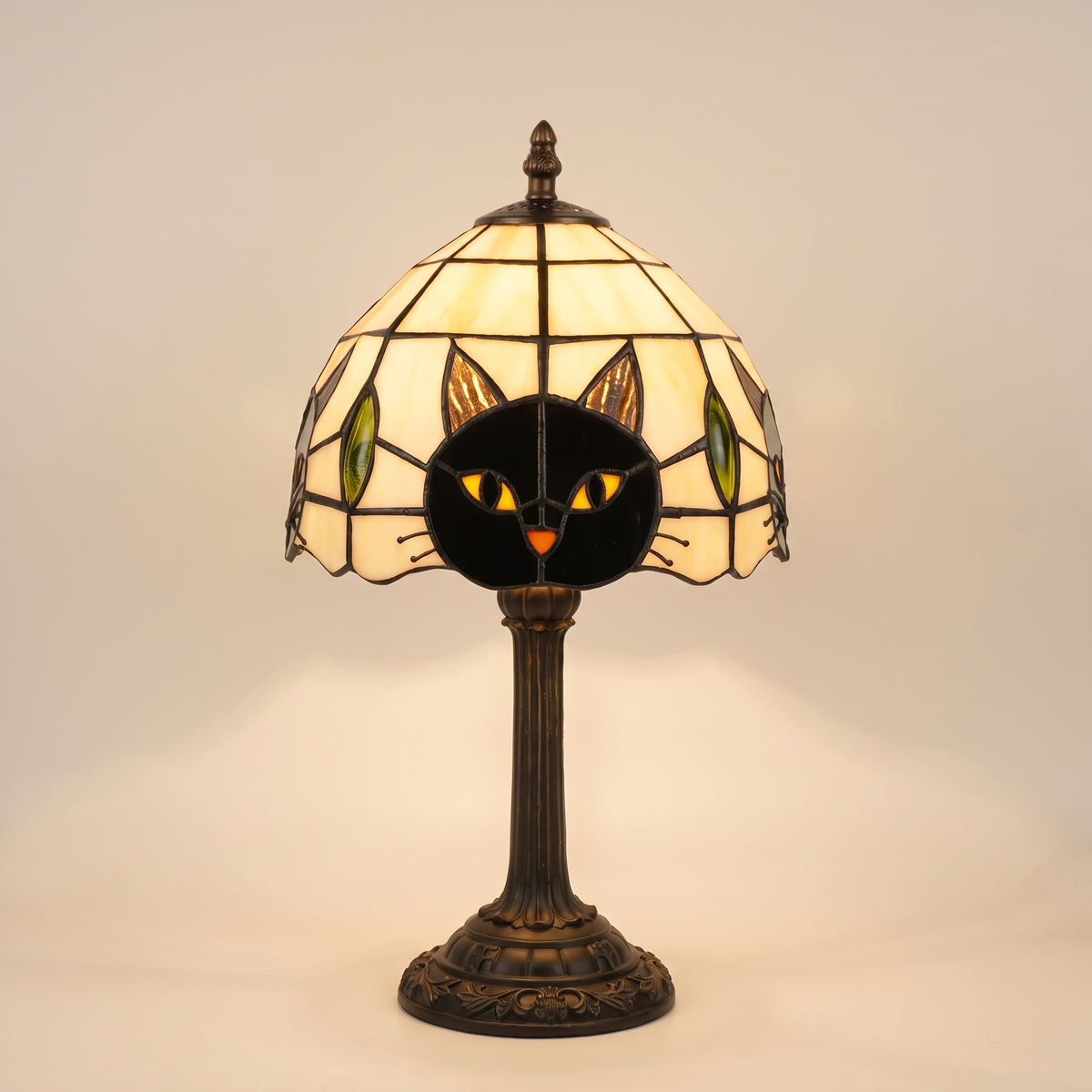 Cat Stained Glass Lamp