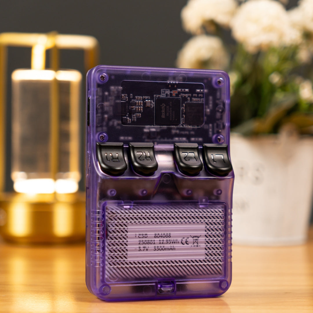 Retropad back view showing shoulder buttons and battery