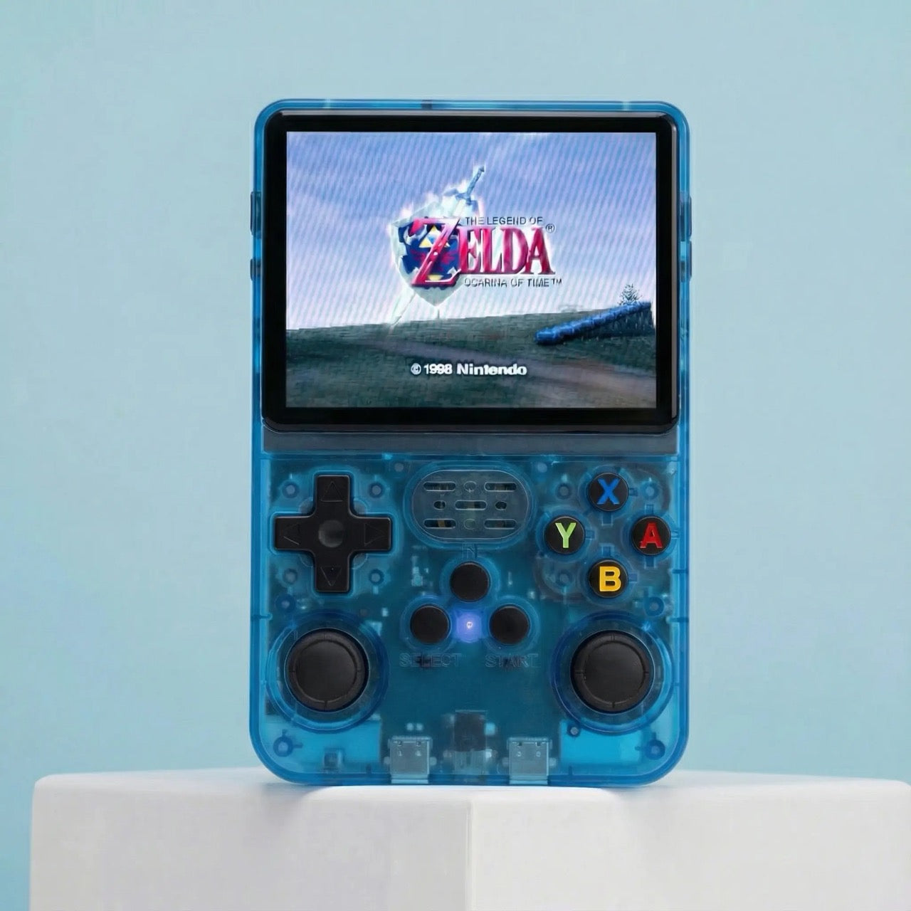 Retropad retro handheld console in clear blue