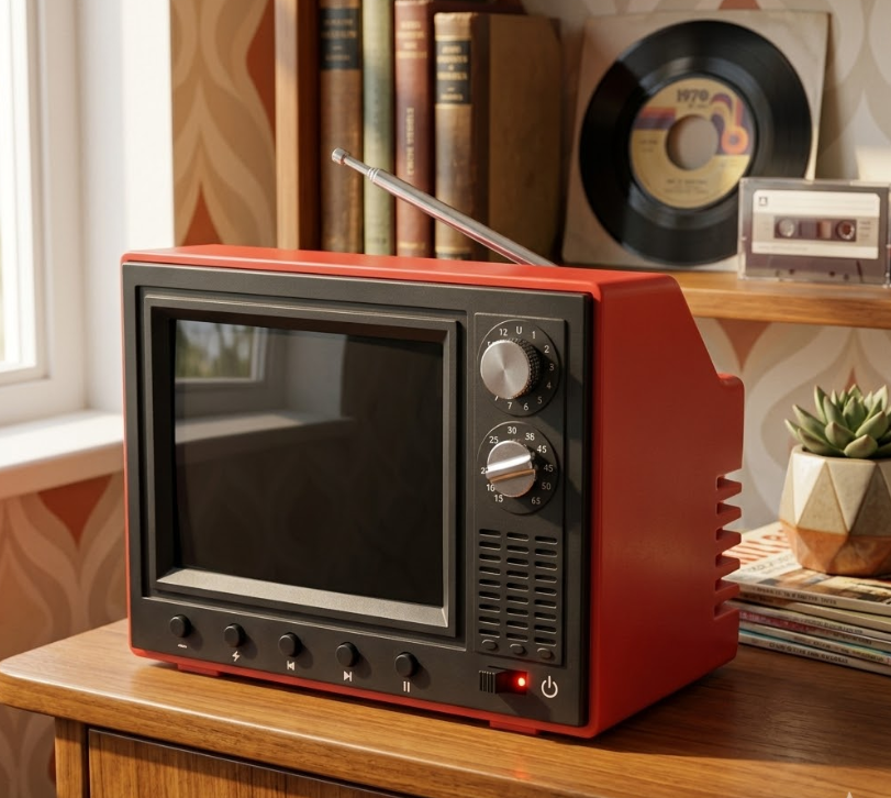 Retro TV mini television in red